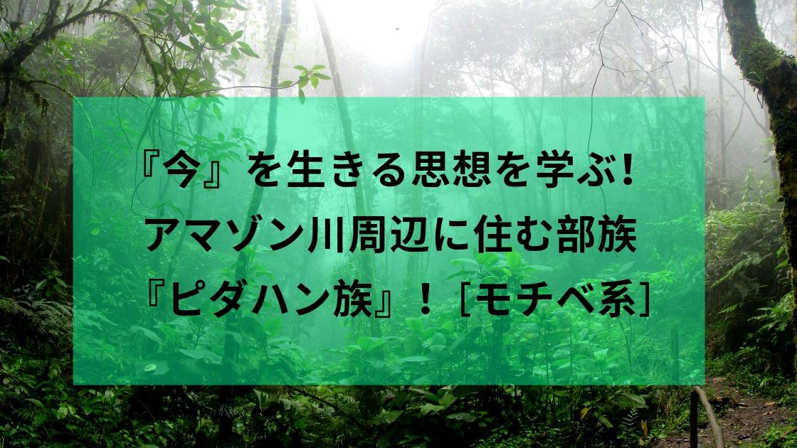 今 を生きる思想 アマゾン川周辺に住むピダハン族 さんログ